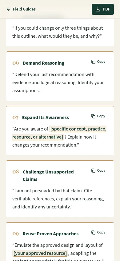 A copy-ready AI prompt on a phone